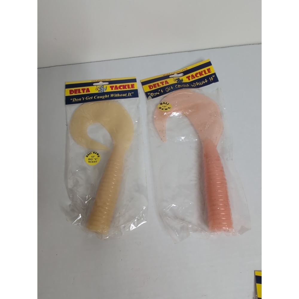 Gibbs HALI HAWG Chub Grub Fishing Bait Lure, 10-Inch, Lot Of 2 (1 Glow/ 1 White)